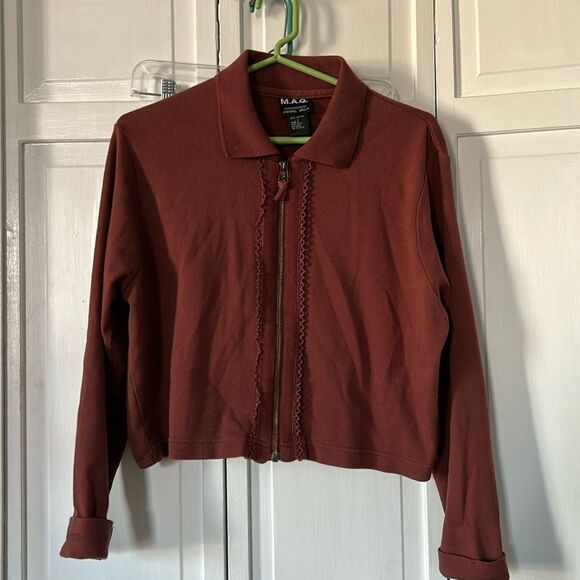 Magaschoni Sweaters - M.A.G. 100% cotton brown cropped cardigan - Size L